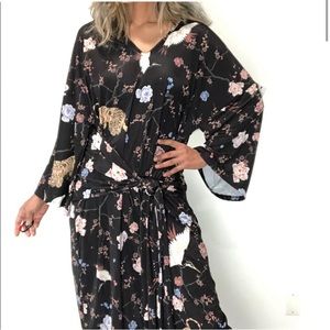 Zara Crane Tiger Kimono wrap dress
